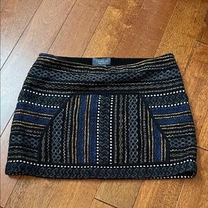 VINTAGE Gryphon NY Black and Blue GOLD Patterned Skirt